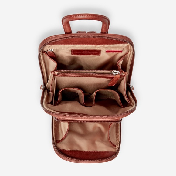 Osgoode Marley Small Organizer Leather Backpack in Mulberry - Picture 3 of 9